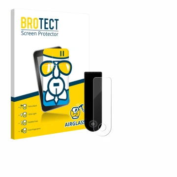 Parte frontal de un envase de producto con el logotipo de la marca BROTECT. Al lado se muestra el dispositivo Xiaomi Electric 