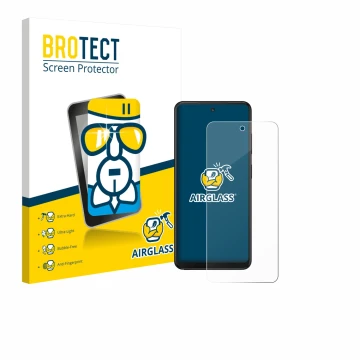 Parte frontal de un envase de producto con el logotipo de la marca BROTECT. Al lado se muestra el dispositivo Xplora HMD Fusio