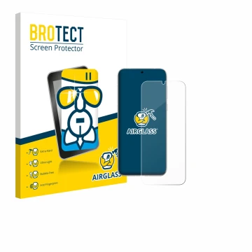 Parte frontal de un envase de producto con el logotipo de la marca BROTECT. Al lado se muestra el dispositivo Huawei Pura 80 U