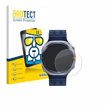 Parte frontal de un envase de producto con el logotipo de la marca BROTECT. Al lado se muestra el dispositivo Samsung Galaxy W