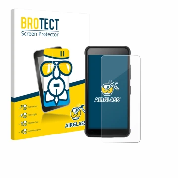 Parte frontal de un envase de producto con el logotipo de la marca BROTECT. Al lado se muestra el dispositivo SkyCaddie Pro 4X