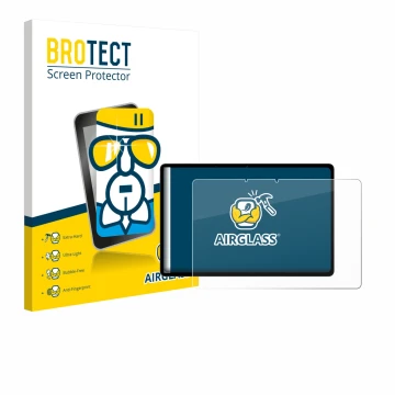 Parte frontal de un envase de producto con el logotipo de la marca BROTECT. Al lado se muestra el dispositivo Oppo Pad SE con 