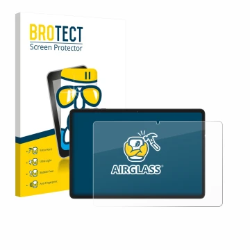 Parte frontal de un envase de producto con el logotipo de la marca BROTECT. Al lado se muestra el dispositivo Tabwee RM2025 10