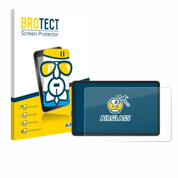 Parte frontal de un envase de producto con el logotipo de la marca BROTECT. Al lado se muestra el dispositivo Doogee V Pad 12