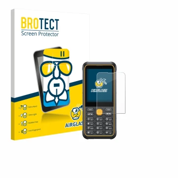 Parte frontal de un envase de producto con el logotipo de la marca BROTECT. Al lado se muestra el dispositivo Ulefone Armor Mi