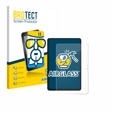 Parte frontal de un envase de producto con el logotipo de la marca BROTECT. Al lado se muestra el dispositivo Blackview MEGA 3