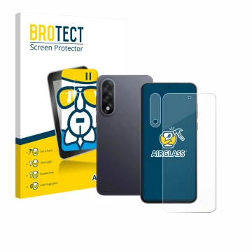 Parte frontal de un envase de producto con el logotipo de la marca BROTECT. Al lado se muestra el dispositivo OnePlus Nord 5 (