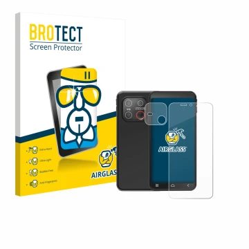 Parte frontal de un envase de producto con el logotipo de la marca BROTECT. Al lado se muestra el dispositivo Emporia Smart ME
