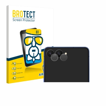Parte frontal de un envase de producto con el logotipo de la marca BROTECT. Al lado se muestra el dispositivo Samsung Galaxy Z