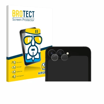 Parte frontal de un envase de producto con el logotipo de la marca BROTECT. Al lado se muestra el dispositivo Samsung Galaxy Z