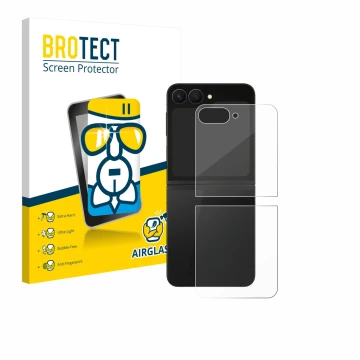Parte frontal de un envase de producto con el logotipo de la marca BROTECT. Al lado se muestra el dispositivo Samsung Galaxy Z