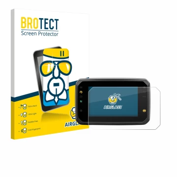 Parte frontal de un envase de producto con el logotipo de la marca BROTECT. Al lado se muestra el dispositivo Honda Hornet CB1