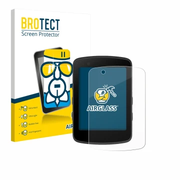 Parte frontal de un envase de producto con el logotipo de la marca BROTECT. Al lado se muestra el dispositivo Bryton Rider 550