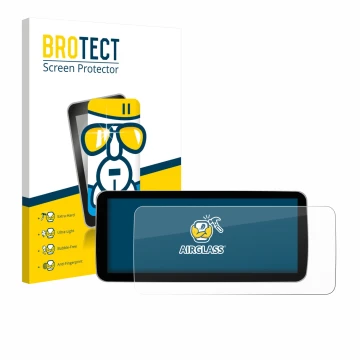 Parte frontal de un envase de producto con el logotipo de la marca BROTECT. Al lado se muestra el dispositivo Ninetom Car Radi