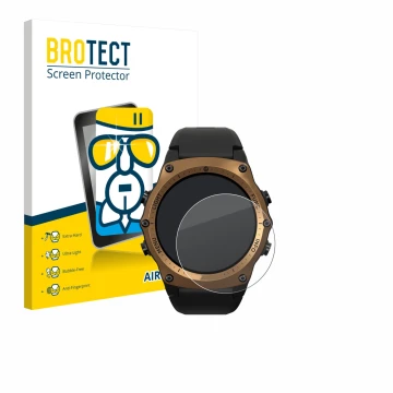Parte frontal de un envase de producto con el logotipo de la marca BROTECT. Al lado se muestra el dispositivo Shearwater Teric