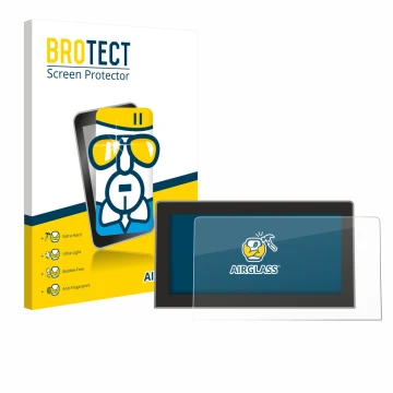 Parte frontal de un envase de producto con el logotipo de la marca BROTECT. Al lado se muestra el dispositivo Volkswagen Tigua