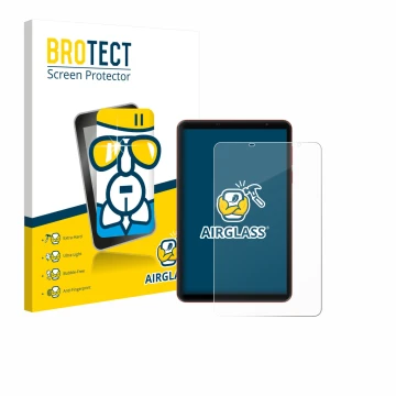 Parte frontal de un envase de producto con el logotipo de la marca BROTECT. Al lado se muestra el dispositivo Blackview Zeno 1