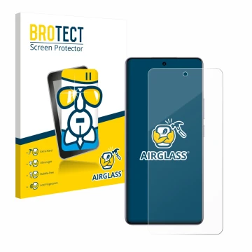 Parte frontal de un envase de producto con el logotipo de la marca BROTECT. Al lado se muestra el dispositivo realme 15 Pro co