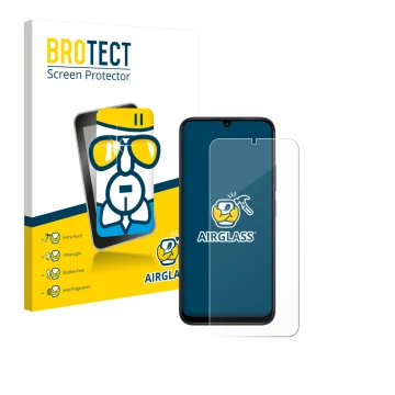 Parte frontal de un envase de producto con el logotipo de la marca BROTECT. Al lado se muestra el dispositivo Xiaomi Redmi 15C