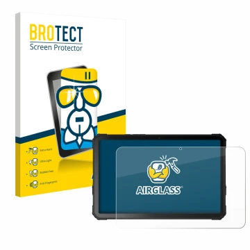 Parte frontal de un envase de producto con el logotipo de la marca BROTECT. Al lado se muestra el dispositivo Fossibot DT3 5G 