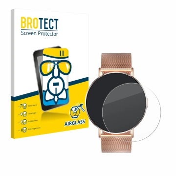 Parte frontal de un envase de producto con el logotipo de la marca BROTECT. Al lado se muestra el dispositivo Levowatch Eve 1.