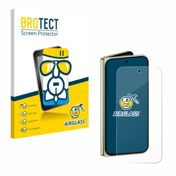 Parte frontal de un envase de producto con el logotipo de la marca BROTECT. Al lado se muestra el dispositivo Google Pixel 10 