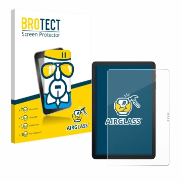 Parte frontal de un envase de producto con el logotipo de la marca BROTECT. Al lado se muestra el dispositivo Telekom T Tablet