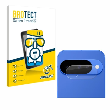 Parte frontal de un envase de producto con el logotipo de la marca BROTECT. Al lado se muestra el dispositivo Google Pixel 10 