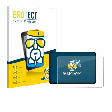 Parte frontal de un envase de producto con el logotipo de la marca BROTECT. Al lado se muestra el dispositivo Honor Magicpad 3