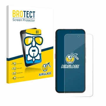 Parte frontal de un envase de producto con el logotipo de la marca BROTECT. Al lado se muestra el dispositivo Oukitel WP210 co