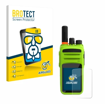 Parte frontal de un envase de producto con el logotipo de la marca BROTECT. Al lado se muestra el dispositivo Talkpod N58 Plus