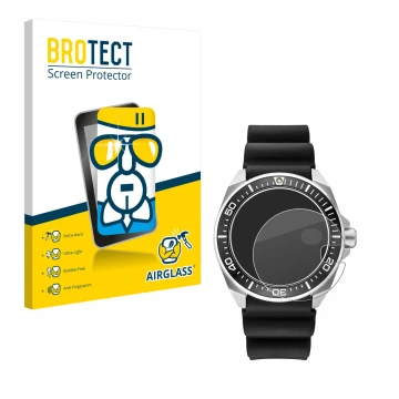 Parte frontal de un envase de producto con el logotipo de la marca BROTECT. Al lado se muestra el dispositivo Seiko Prospex SR