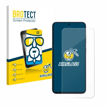 Parte frontal de un envase de producto con el logotipo de la marca BROTECT. Al lado se muestra el dispositivo Samsung Galaxy S