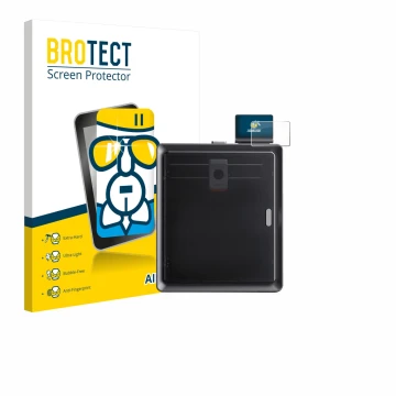 Parte frontal de un envase de producto con el logotipo de la marca BROTECT. Al lado se muestra el dispositivo Anycubic Kobra S