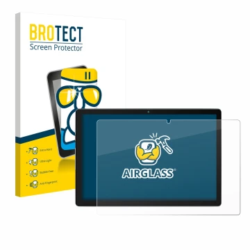 Parte frontal de un envase de producto con el logotipo de la marca BROTECT. Al lado se muestra el dispositivo Yicty MB1001 10.