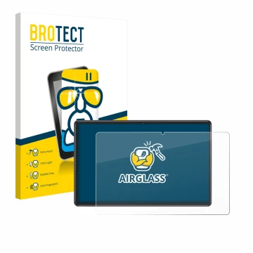 Parte frontal de un envase de producto con el logotipo de la marca BROTECT. Al lado se muestra el dispositivo ZIOVO Z118 10.1