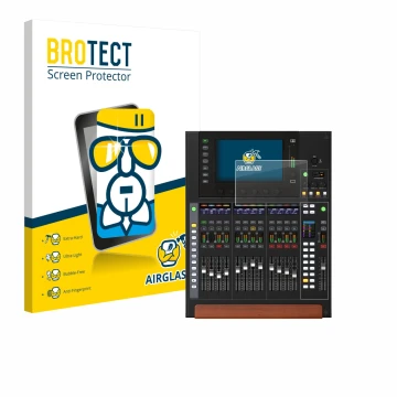 Parte frontal de un envase de producto con el logotipo de la marca BROTECT. Al lado se muestra el dispositivo Behringer Wing C