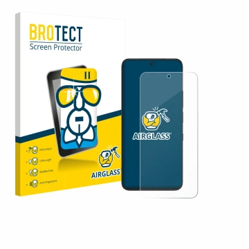 Parte frontal de un envase de producto con el logotipo de la marca BROTECT. Al lado se muestra el dispositivo TCL NXTPAPER 60 