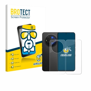 Parte frontal de un envase de producto con el logotipo de la marca BROTECT. Al lado se muestra el dispositivo TCL NXTPAPER 60 
