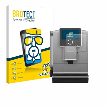Parte frontal de un envase de producto con el logotipo de la marca BROTECT. Al lado se muestra el dispositivo Nivona NICR 970 