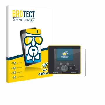 Parte frontal de un envase de producto con el logotipo de la marca BROTECT. Al lado se muestra el dispositivo Junsi iCharger D