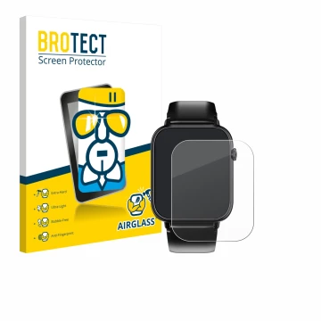 Parte frontal de un envase de producto con el logotipo de la marca BROTECT. Al lado se muestra el dispositivo Oukitel V3 1.83