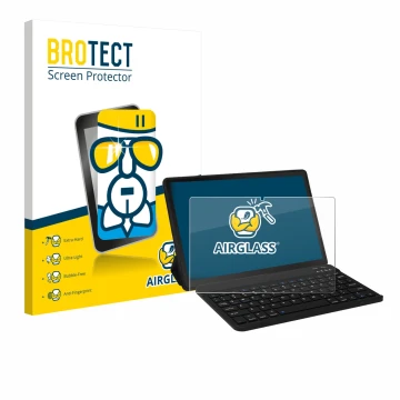 Parte frontal de un envase de producto con el logotipo de la marca BROTECT. Al lado se muestra el dispositivo Laptok LAPA7LBK 