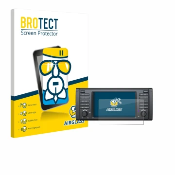 Parte frontal de un envase de producto con el logotipo de la marca BROTECT. Al lado se muestra el dispositivo Eonon E39A12S co