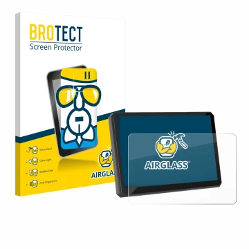 Parte frontal de un envase de producto con el logotipo de la marca BROTECT. Al lado se muestra el dispositivo Carpuride W502BS