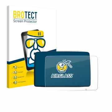 Parte frontal de un envase de producto con el logotipo de la marca BROTECT. Al lado se muestra el dispositivo Leapmotor T03 20