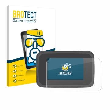 Parte frontal de un envase de producto con el logotipo de la marca BROTECT. Al lado se muestra el dispositivo Honda CB125R 202