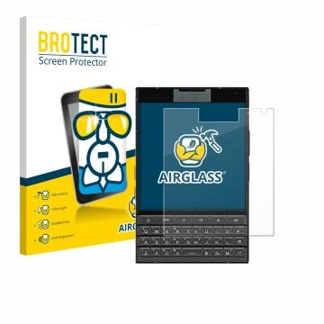Parte frontal de un envase de producto con el logotipo de la marca BROTECT. Al lado se muestra el dispositivo Unihertz Titan 2