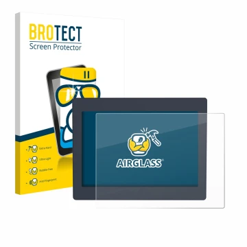 Parte frontal de un envase de producto con el logotipo de la marca BROTECT. Al lado se muestra el dispositivo Schneider-electr