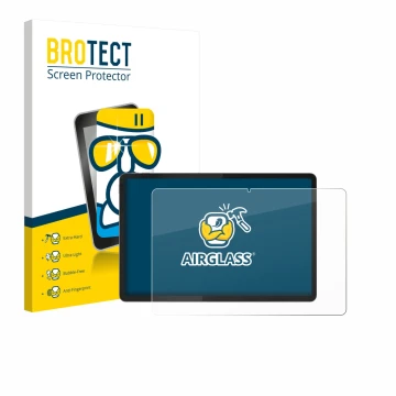 Parte frontal de un envase de producto con el logotipo de la marca BROTECT. Al lado se muestra el dispositivo Lenovo Idea Tab 